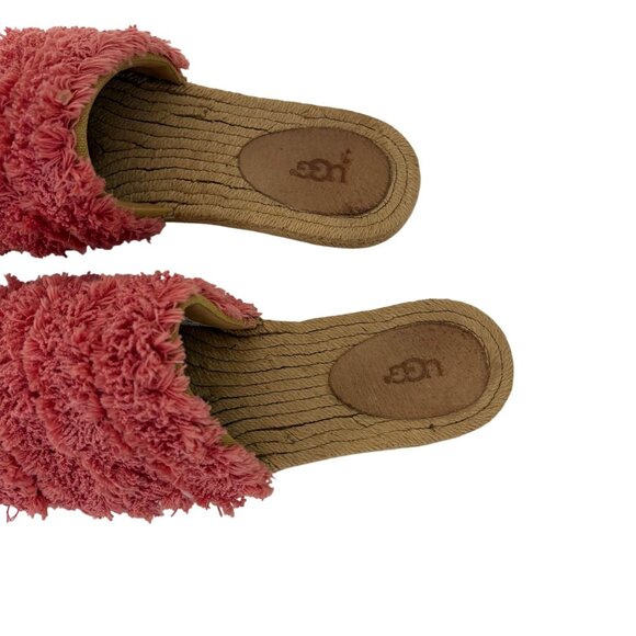 UGG Womens Edith Yarn Fringe Slide Sandals Pink Espadrille Slip On Size 10 - Picture 3 of 10